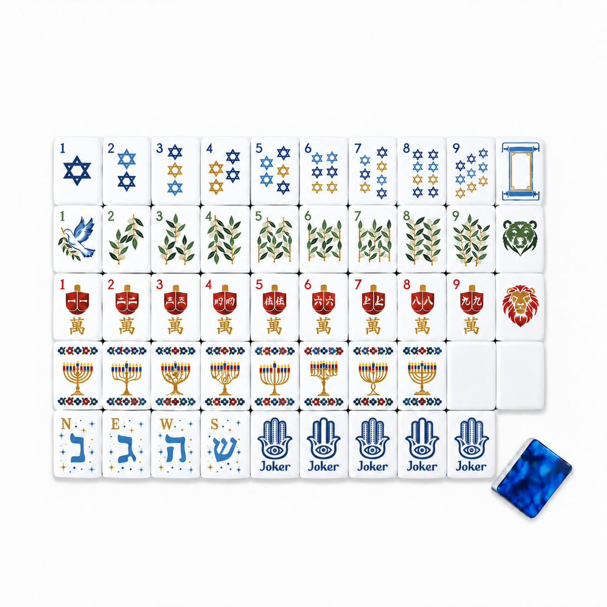 Shalom Mahjong Tiles - Cobalt Collection