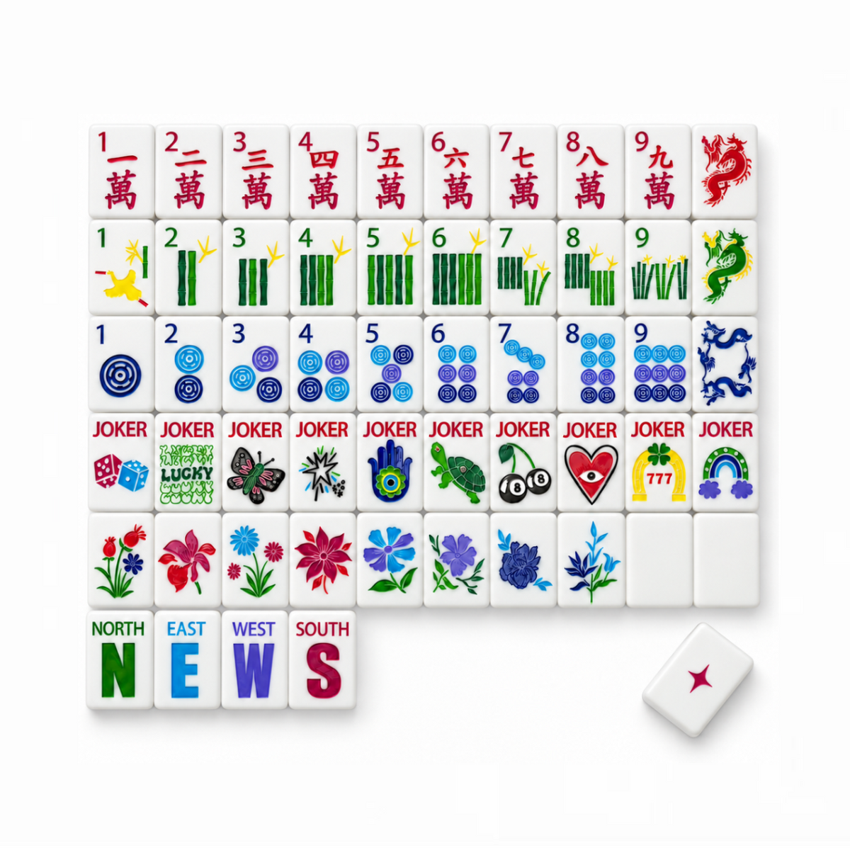 Lucky Menagerie Mahjong Tiles - Porcelain Collection