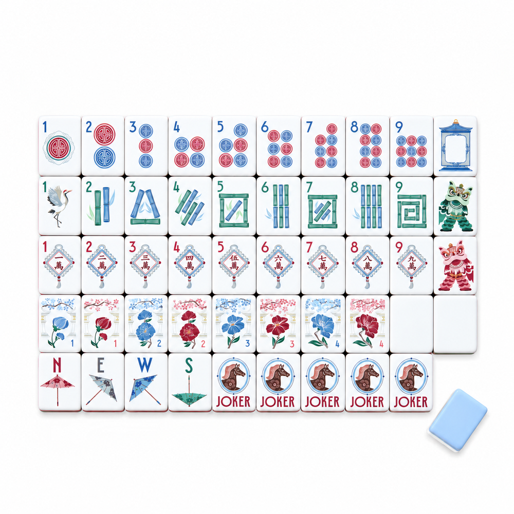 Blue Horse Mahjong Tiles - Year of the Horse Collection