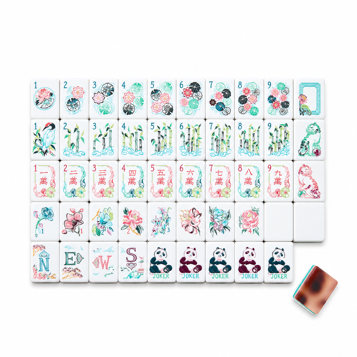 Tortoiseshell Lotus Mahjong Tiles - Lotus Garden Collection