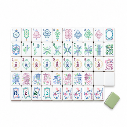 Fichas de Mahjong Jade Mist Blossom - Colección Garden Mist
