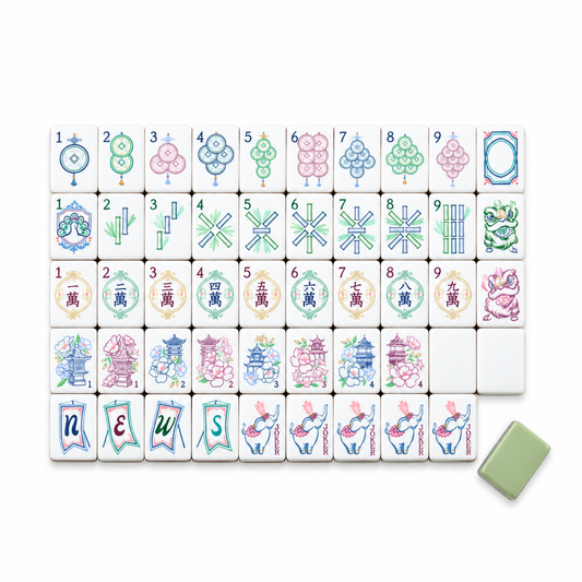 Jade Mist Blossom Mahjong Tiles - Garden Mist Collection